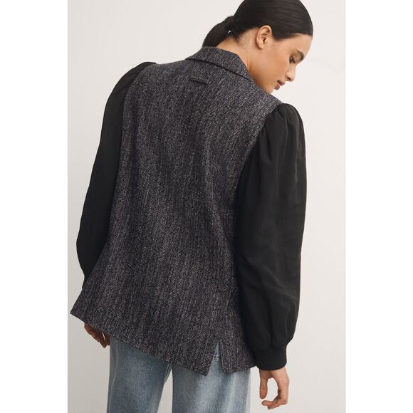 Anthropologie Maeve NWT Mixed Media Tweed Bomber Jacket Size 6 - Picture 2 of 11